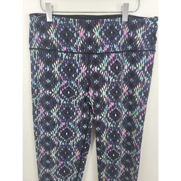 Victoria's Secret Sport Leggings Large Womens Blue Multicolor High Rise Pull On - Picture 2 of 6